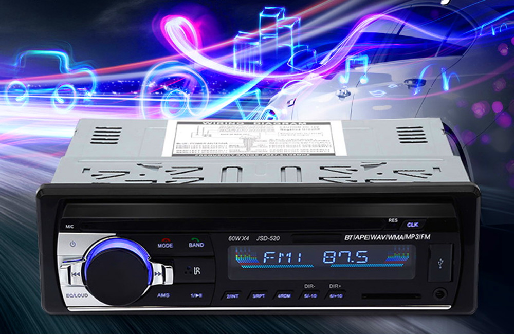 RADIO TIR 1DIN 24V SCANIA DAF MAN VOLVO CIĘŻARÓWKA Złącza AUX minijack USB RCA Pre-out (przedwzmacniacz) RCA Sub-out (subwoofer)